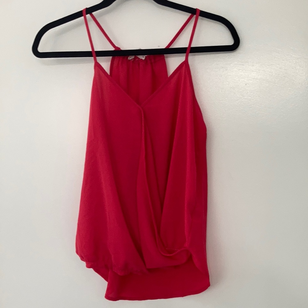 Pink rose red crossed tank top.